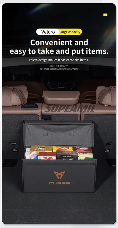For Cupra Ateca Born Leon IBIZA Raval Formentor Terramar Tavascan Car Trunk Storage Box Capacity Foldable Stowing Tidying Bag