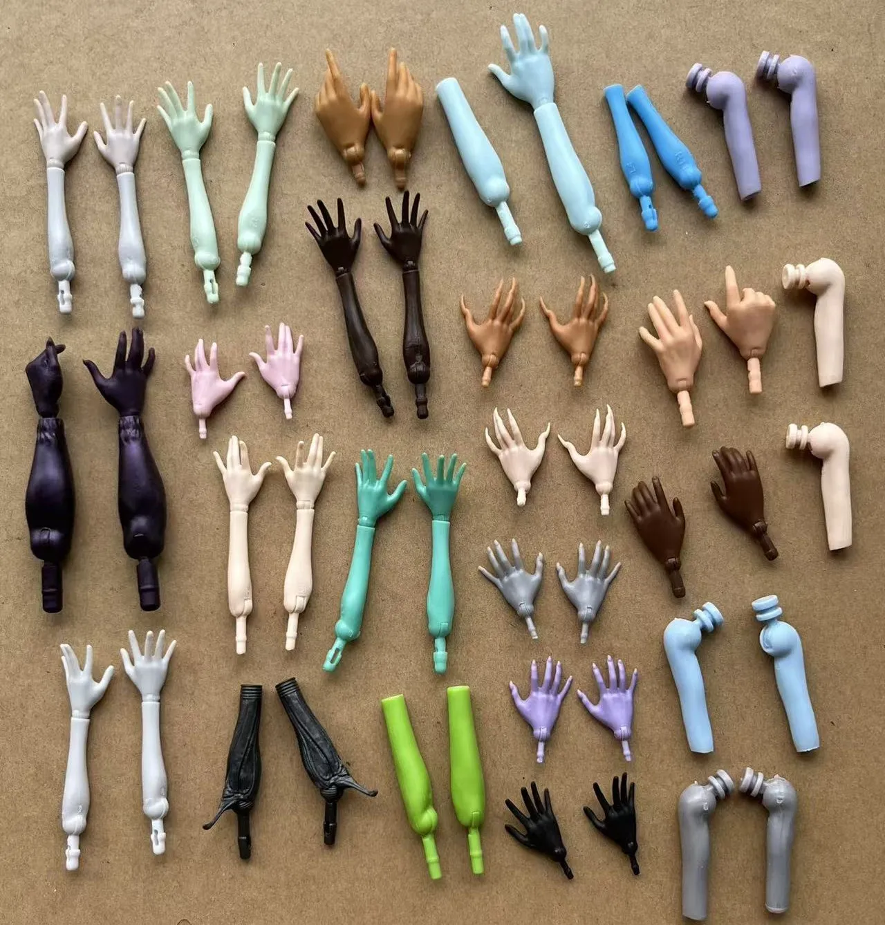 1/6 Scale Slim Monster Doll Parts - Elbows Feet Hands in Black White Brown Beige with Long Nail Options for Doll Accessories