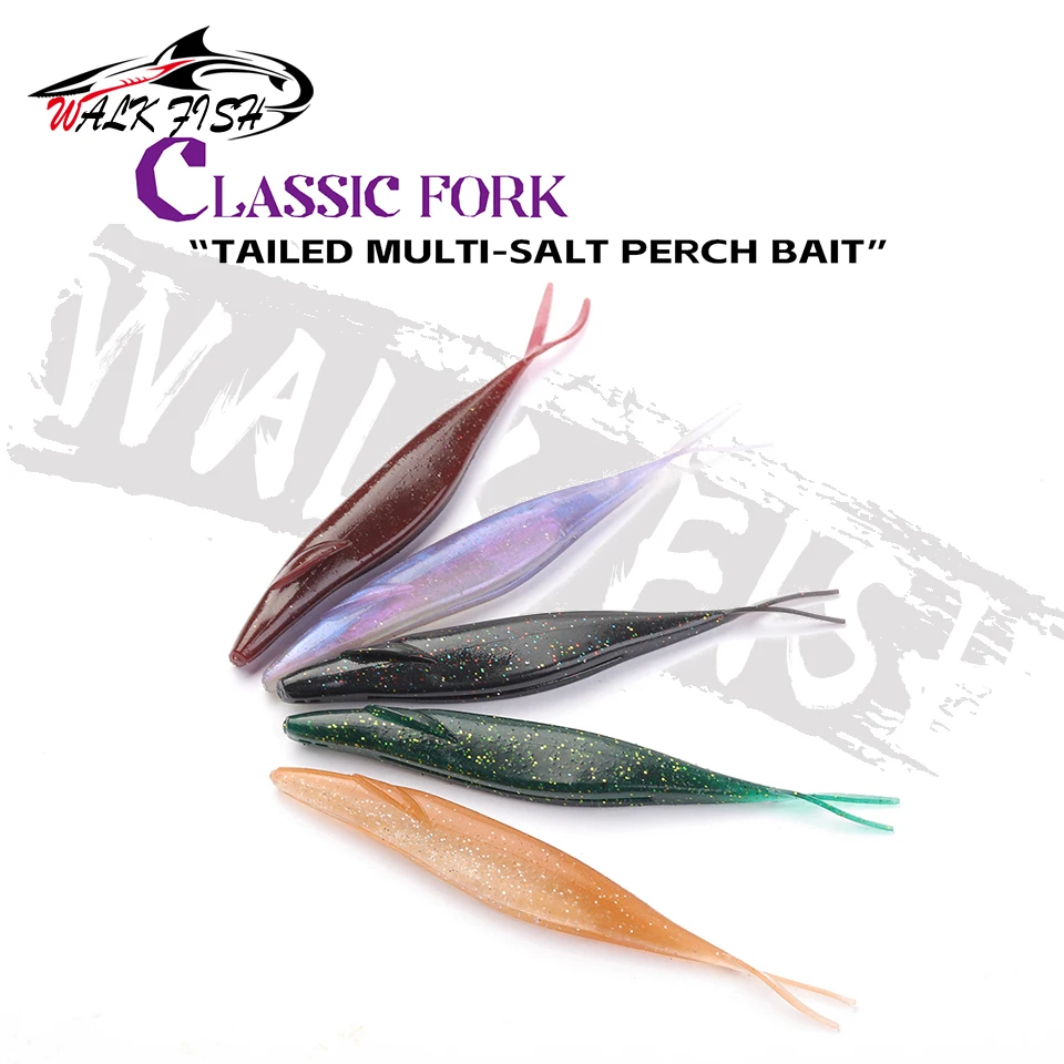 WALK FISH 6Pcs/Lot 12.7cm 9.6g PVC Forked Tail Sinking Soft Lure Artificial Silicone Swimbait Fishing Lure Pike Perch Bass Pesca