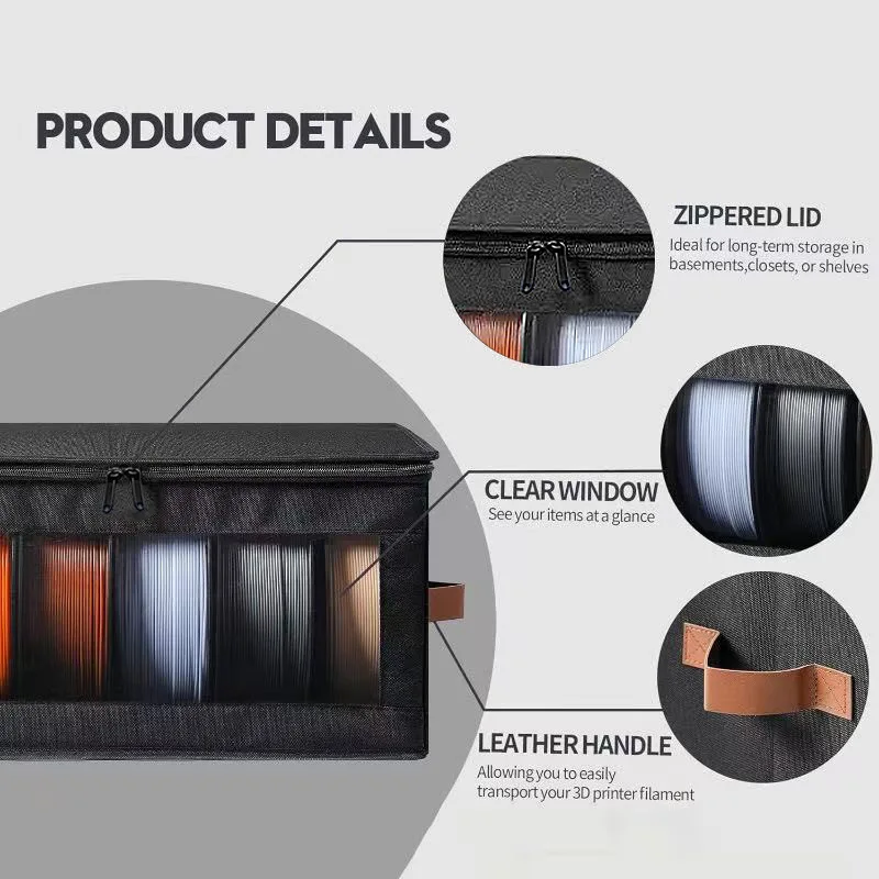 3D Printer Filament Storage Bag Moisture Proof Organizer Clear Window Pouch For 1kg PLA PETG TPU ABS Spools Foldable Carrier Bin