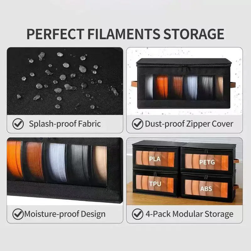 3D Printer Filament Storage Bag Moisture Proof Organizer Clear Window Pouch For 1kg PLA PETG TPU ABS Spools Foldable Carrier Bin