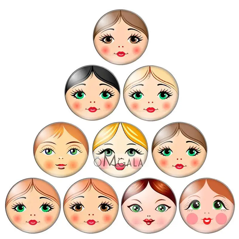 матрёшка matryoshka Russian 10pcs mixed 12mm/18mm/20mm/25mm Round photo glass cabochon demo flat back Making findings