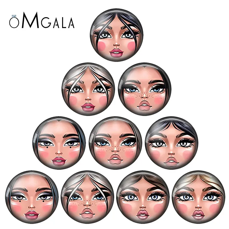 матрёшка matryoshka Russian 10pcs mixed 12mm/18mm/20mm/25mm Round photo glass cabochon demo flat back Making findings