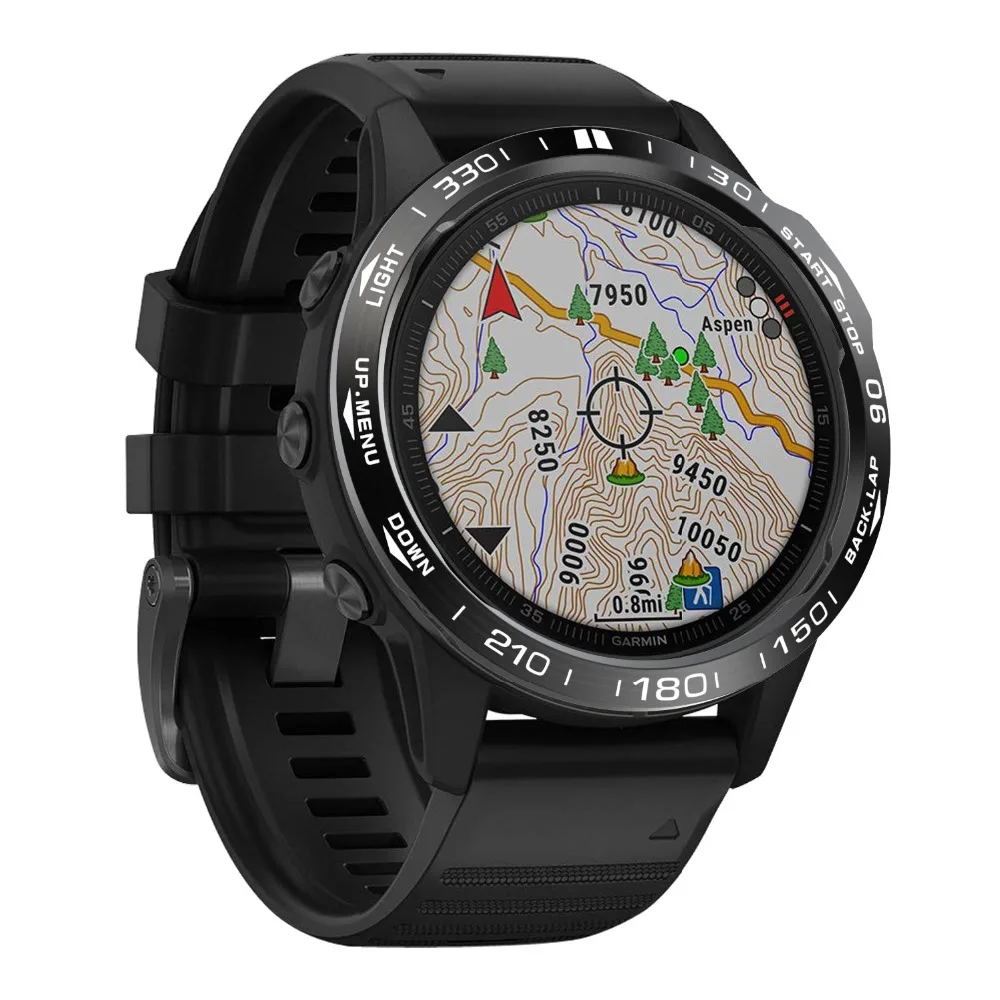 For Garmin fenix 6X/6X Pro/6X Sapphire Watch Bezel Ring Stainless Steel Sculptured Time Units Adhesive Anti-scratch Cover Rings