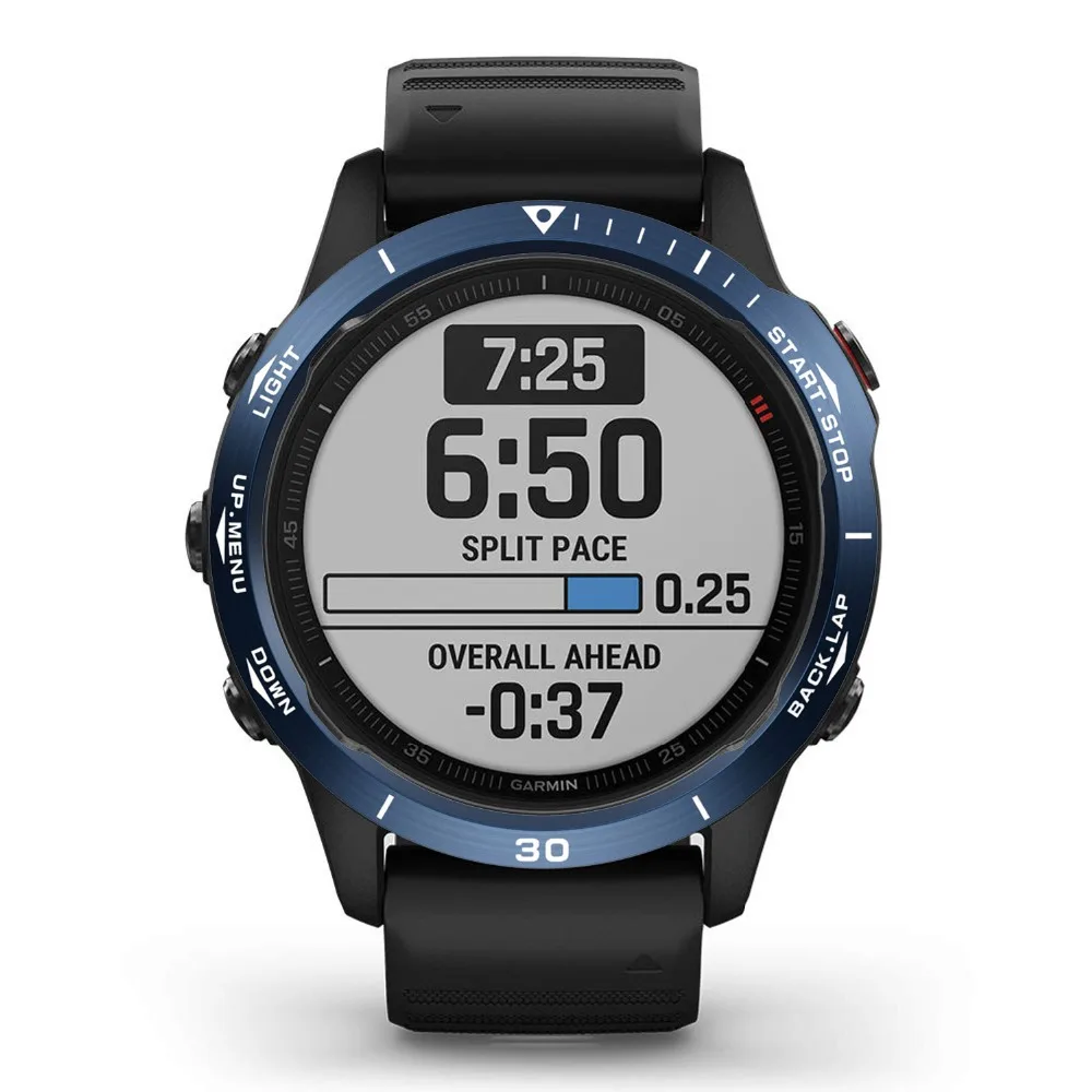 For Garmin fenix 6X/6X Pro/6X Sapphire Watch Bezel Ring Stainless Steel Sculptured Time Units Adhesive Anti-scratch Cover Rings