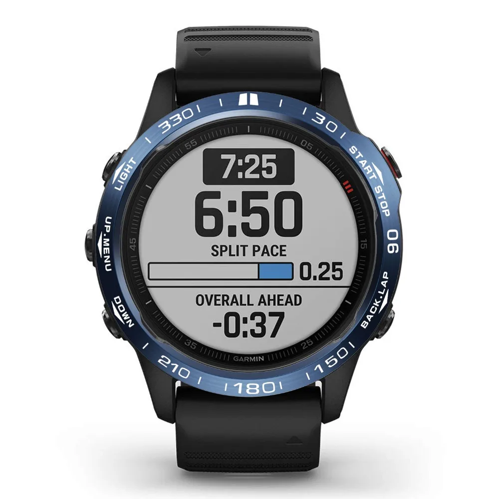 For Garmin fenix 6X/6X Pro/6X Sapphire Watch Bezel Ring Stainless Steel Sculptured Time Units Adhesive Anti-scratch Cover Rings