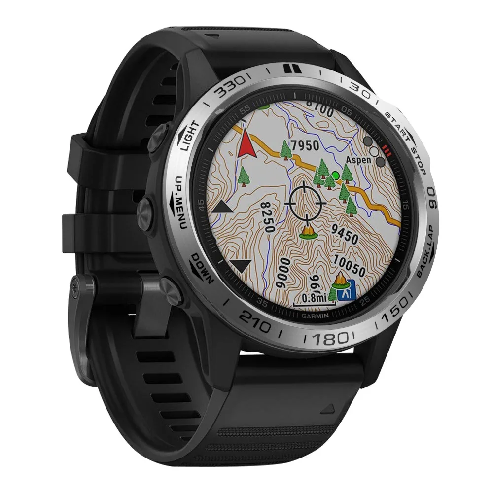 For Garmin fenix 6X/6X Pro/6X Sapphire Watch Bezel Ring Stainless Steel Sculptured Time Units Adhesive Anti-scratch Cover Rings
