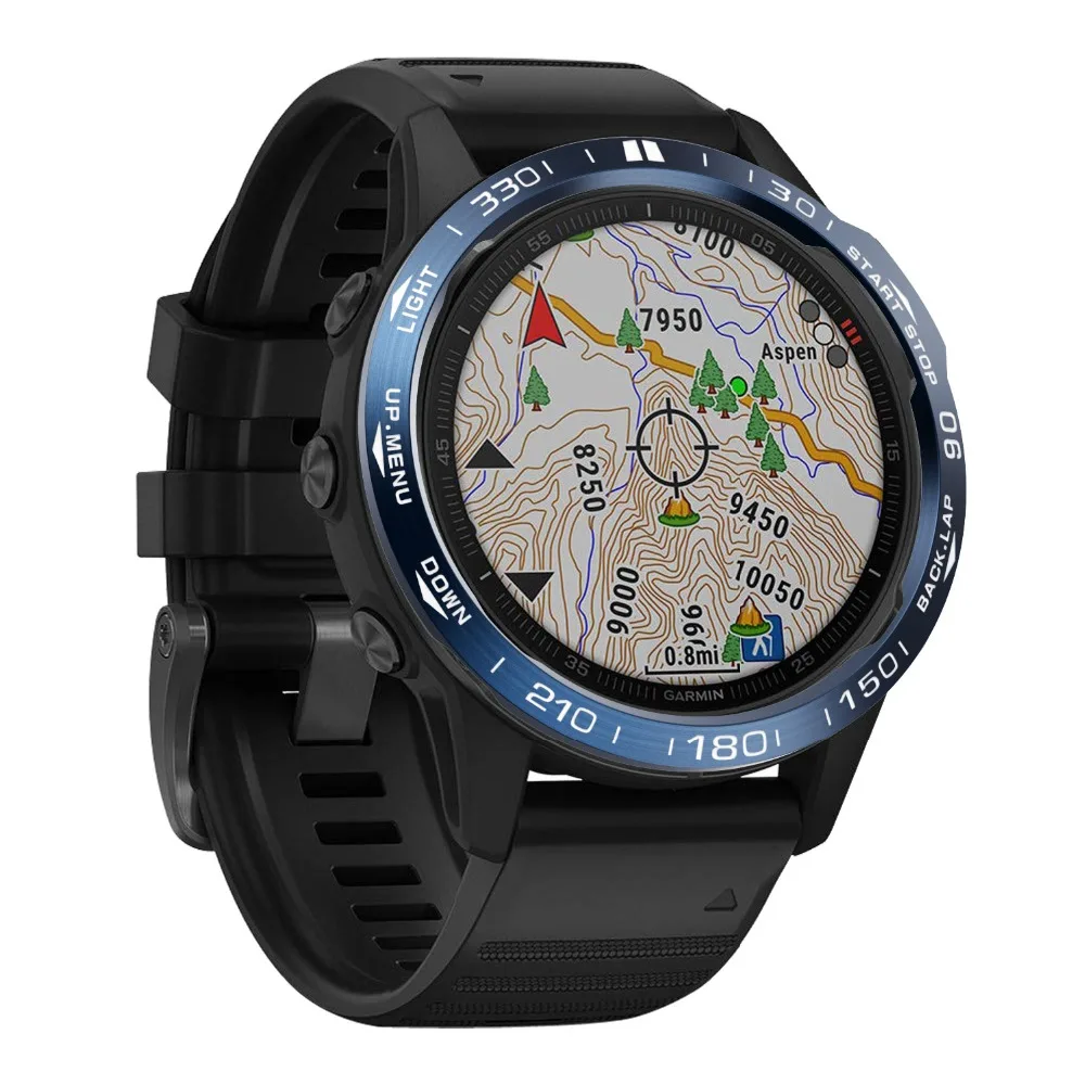 For Garmin fenix 6X/6X Pro/6X Sapphire Watch Bezel Ring Stainless Steel Sculptured Time Units Adhesive Anti-scratch Cover Rings