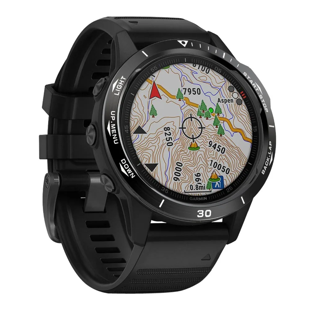 For Garmin fenix 6X/6X Pro/6X Sapphire Watch Bezel Ring Stainless Steel Sculptured Time Units Adhesive Anti-scratch Cover Rings