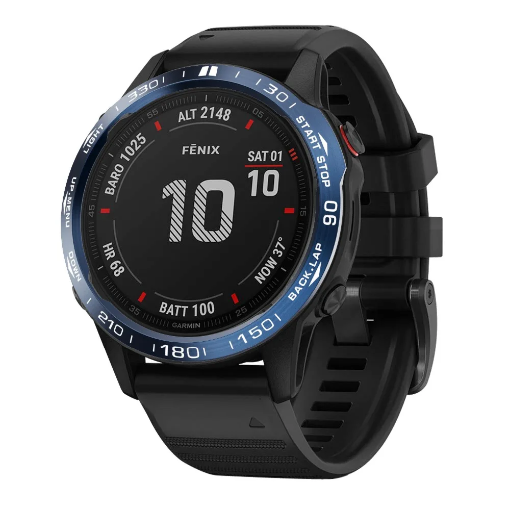 For Garmin fenix 6X/6X Pro/6X Sapphire Watch Bezel Ring Stainless Steel Sculptured Time Units Adhesive Anti-scratch Cover Rings