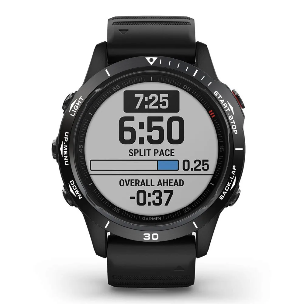 For Garmin fenix 6X/6X Pro/6X Sapphire Watch Bezel Ring Stainless Steel Sculptured Time Units Adhesive Anti-scratch Cover Rings