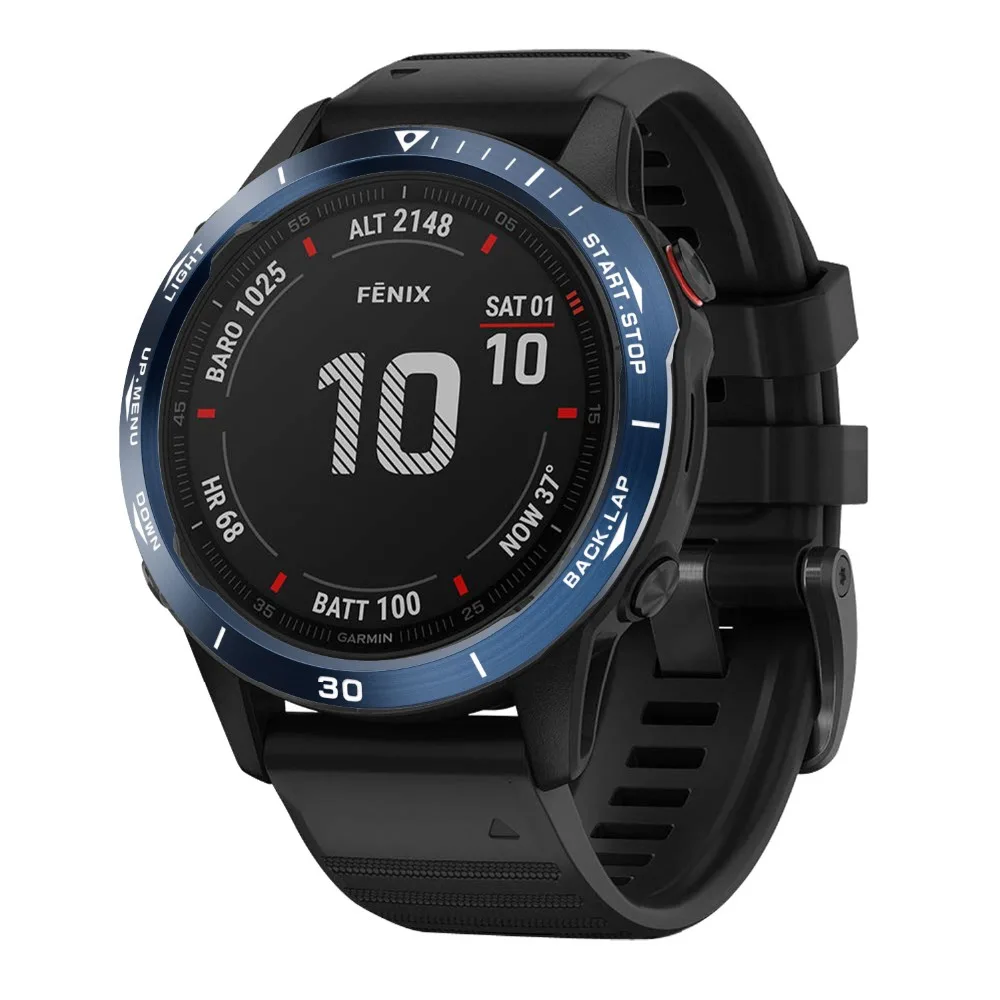 For Garmin fenix 6X/6X Pro/6X Sapphire Watch Bezel Ring Stainless Steel Sculptured Time Units Adhesive Anti-scratch Cover Rings