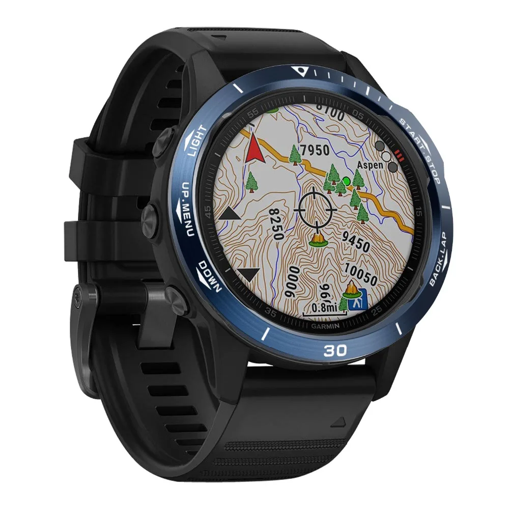 For Garmin fenix 6X/6X Pro/6X Sapphire Watch Bezel Ring Stainless Steel Sculptured Time Units Adhesive Anti-scratch Cover Rings