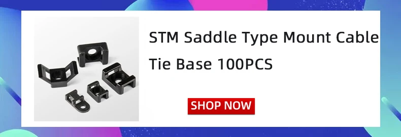 100Pcs Cable Tie Saddle Type Plastic Mount Base Wire Holder Fixing Seat USB Charging Data Line Winder Nylon HC-1/2/3/4/5 STM