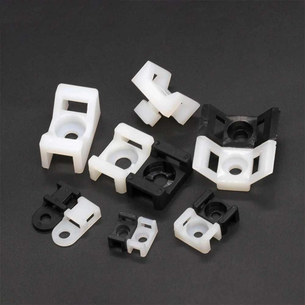 100Pcs Cable Tie Saddle Type Plastic Mount Base Wire Holder Fixing Seat USB Charging Data Line Winder Nylon HC-1/2/3/4/5 STM