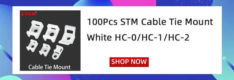 100Pcs Cable Tie Saddle Type Plastic Mount Base Wire Holder Fixing Seat USB Charging Data Line Winder Nylon HC-1/2/3/4/5 STM