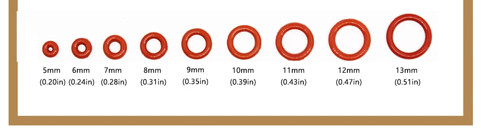 Red Silicon Ring 10PCS/lot Silicone/VMQ O-Ring OD5/6/7/8/9/10/11/12/13*2mm Thickness Rubber O Ring Seal Gasket Rings Washer-.-
