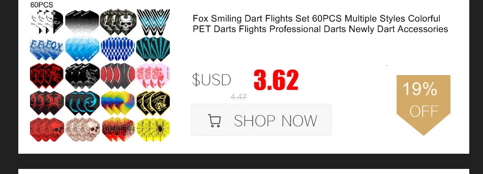 Fox Smiling Dart Flights Set 60PCS Multiple Styles Colorful PET Darts Flights Professional Darts Newly Dart Accessories