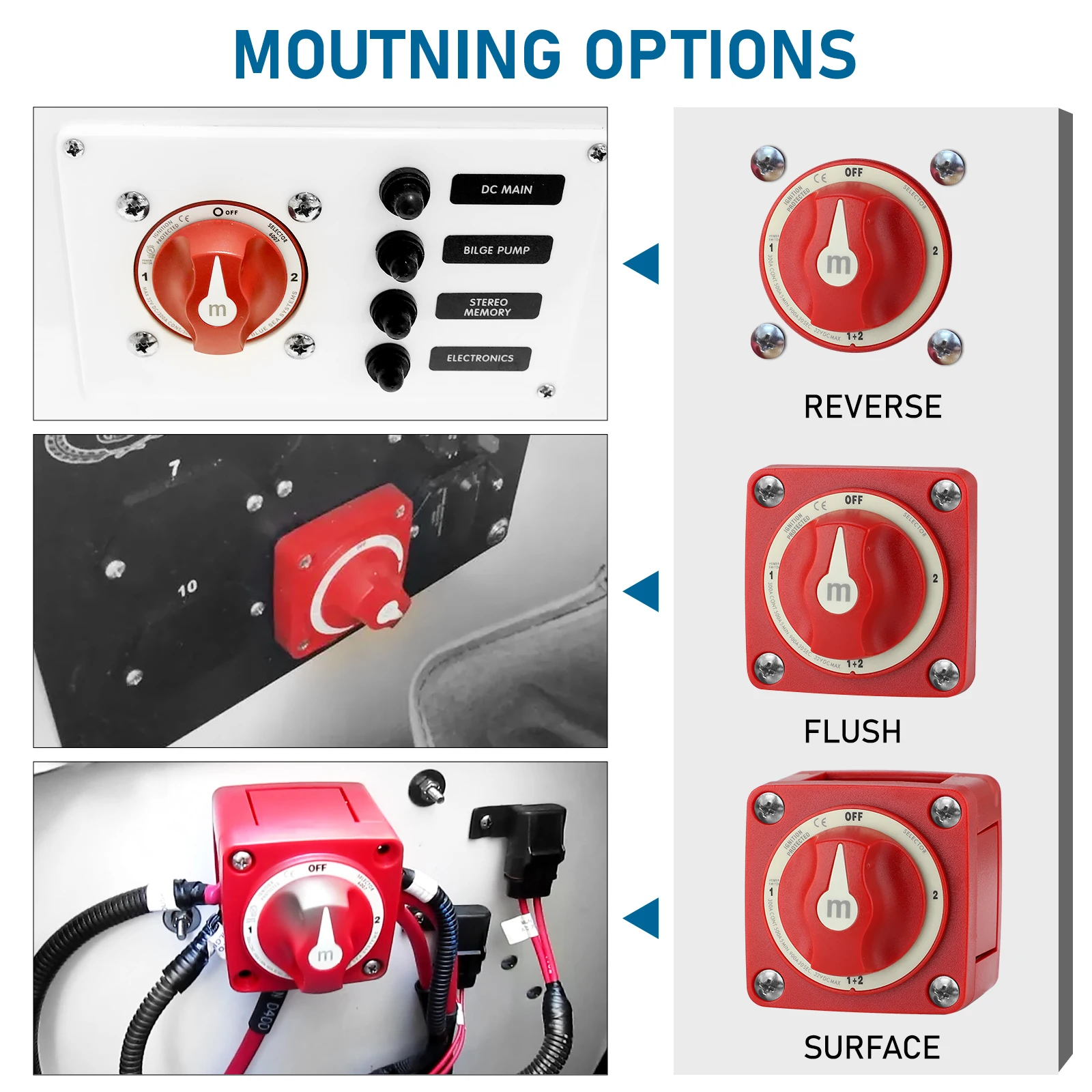 2 3 4 Position Battery Mass Switch Cutter Single Dual For RV Boat Power Control Panel 12-48V 100-300A Isolator Disconnect Rotary