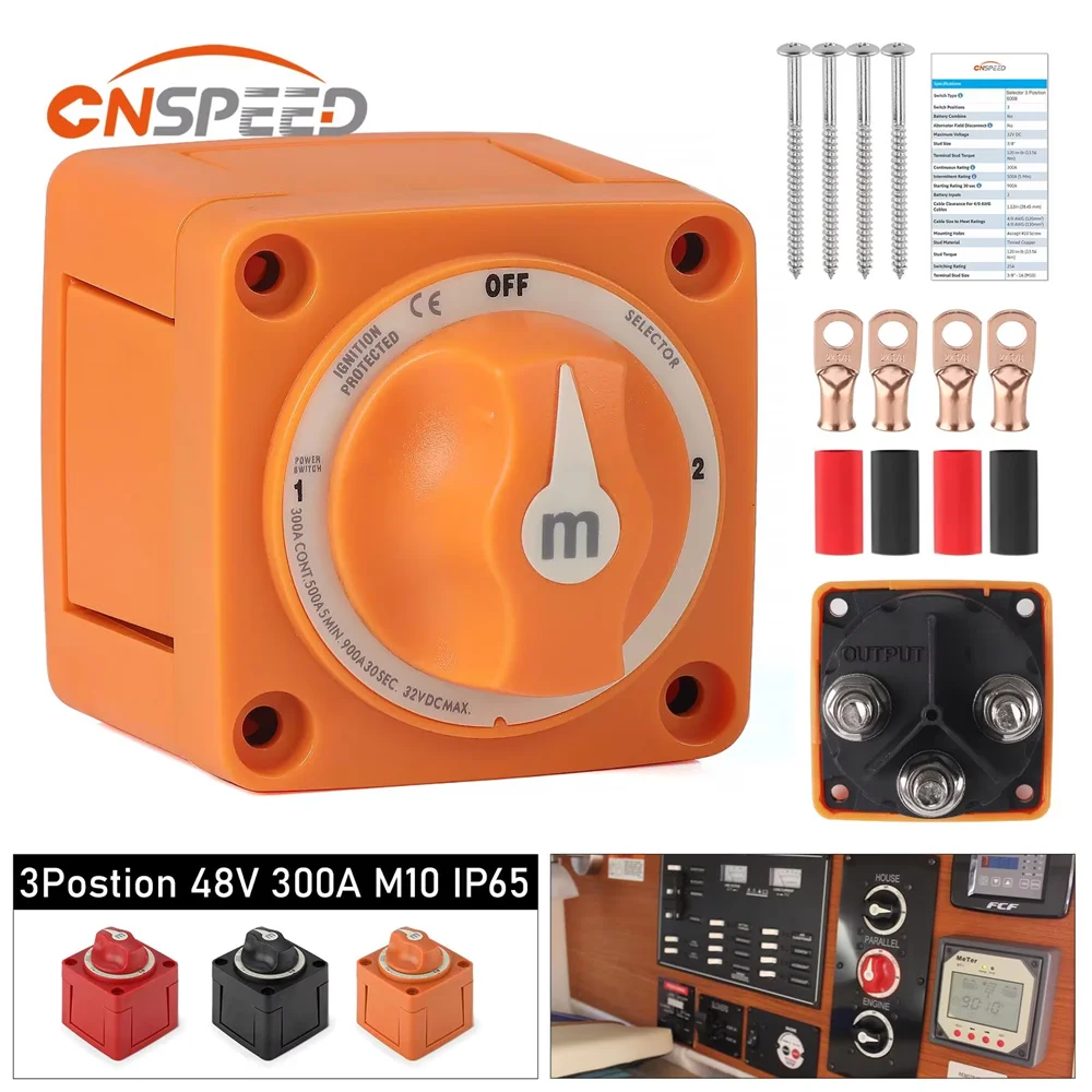 2 3 4 Position Battery Mass Switch Cutter Single Dual For RV Boat Power Control Panel 12-48V 100-300A Isolator Disconnect Rotary