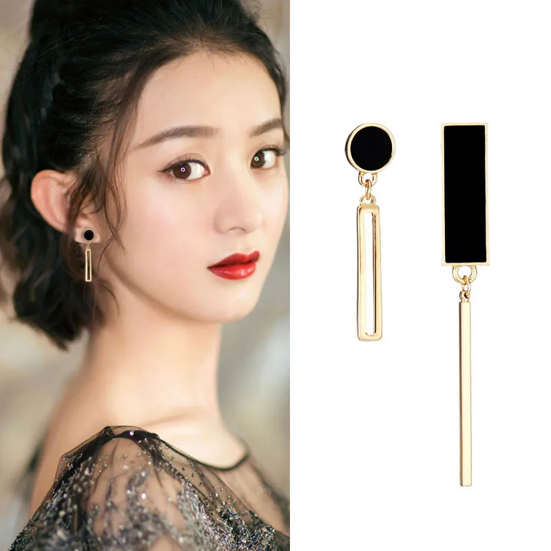 Black Hanging Long Earrings for Women Triangle Square Statement Drop Earrings 2025 Boucle Oreille Femme Fashion Jewelry
