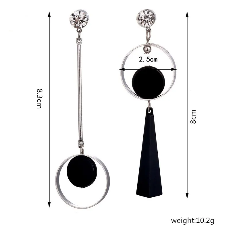 Black Hanging Long Earrings for Women Triangle Square Statement Drop Earrings 2025 Boucle Oreille Femme Fashion Jewelry