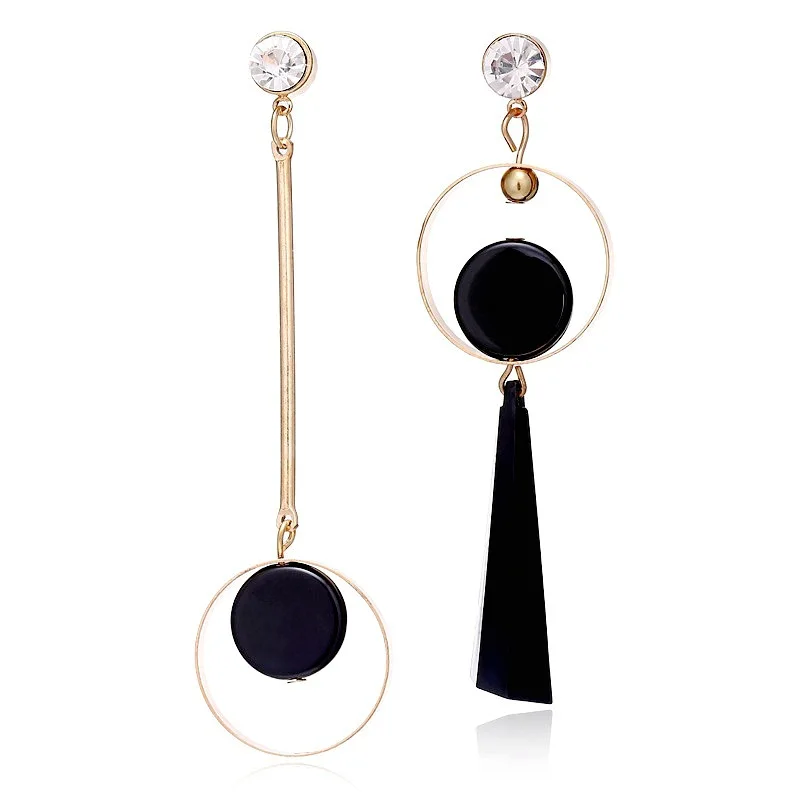 Black Hanging Long Earrings for Women Triangle Square Statement Drop Earrings 2025 Boucle Oreille Femme Fashion Jewelry