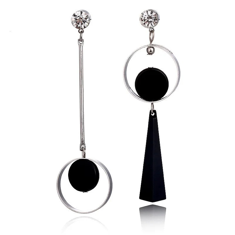 Black Hanging Long Earrings for Women Triangle Square Statement Drop Earrings 2025 Boucle Oreille Femme Fashion Jewelry