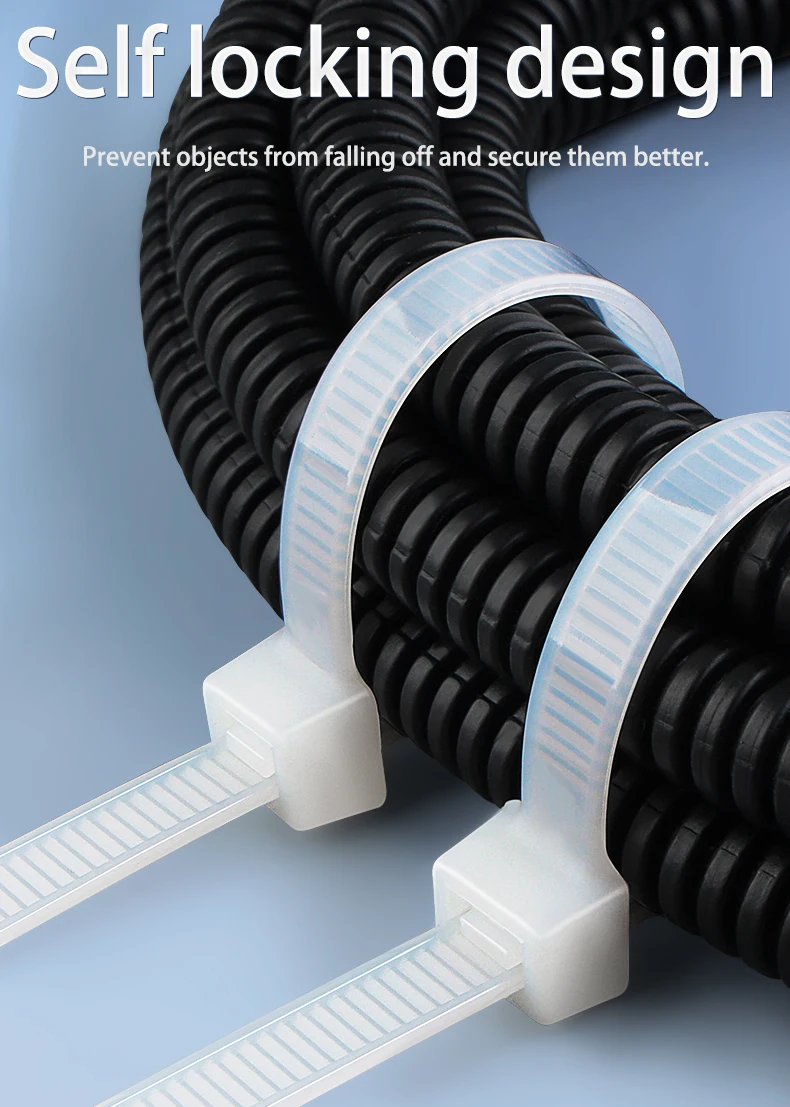 500pcs Self-Locking Nylon Cable Ties Set 3.5*250 4.5*300 Plastic Zip Loop Wire 4-6-8-10-12inch Wrap Fixed Binding High Tensile