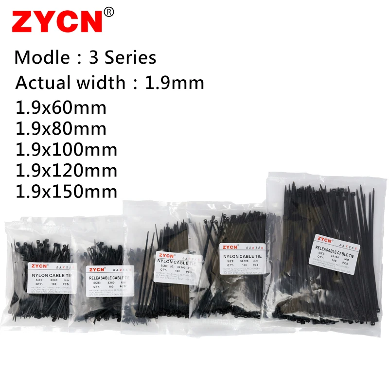 500pcs Self-Locking Nylon Cable Ties Set 3.5*250 4.5*300 Plastic Zip Loop Wire 4-6-8-10-12inch Wrap Fixed Binding High Tensile