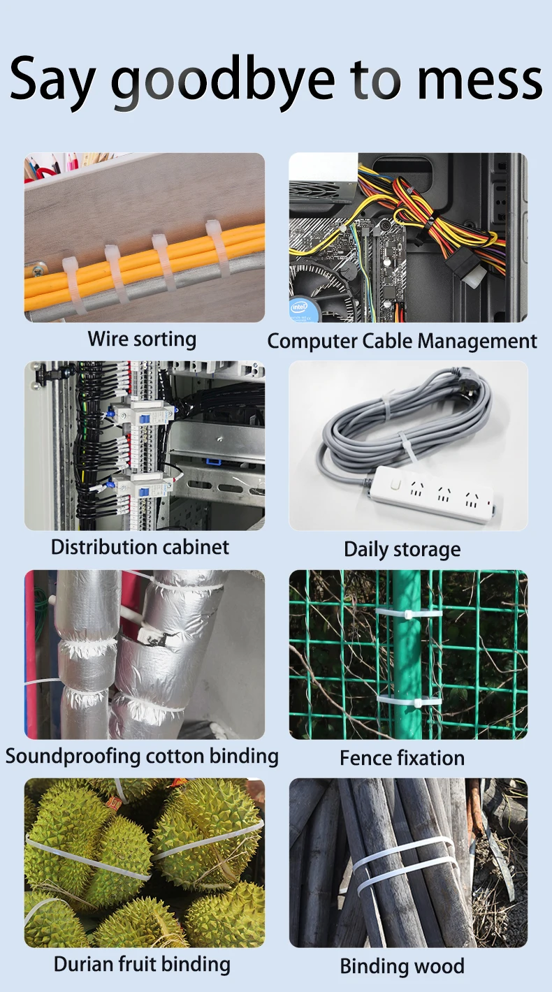 500pcs Self-Locking Nylon Cable Ties Set 3.5*250 4.5*300 Plastic Zip Loop Wire 4-6-8-10-12inch Wrap Fixed Binding High Tensile