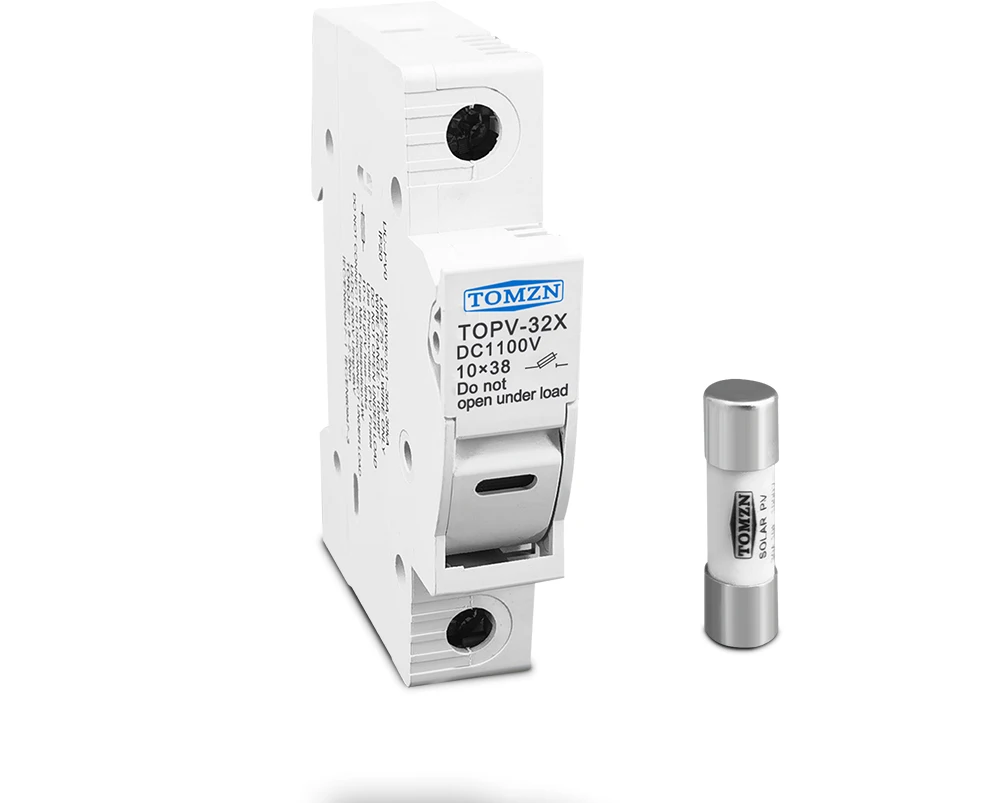 TOMZN 1P Solar PV 1100V Fuse Holder Suitable For 10*38mm PV Fuse Link Solar System Protection Base Photovoltaic Protector GPV