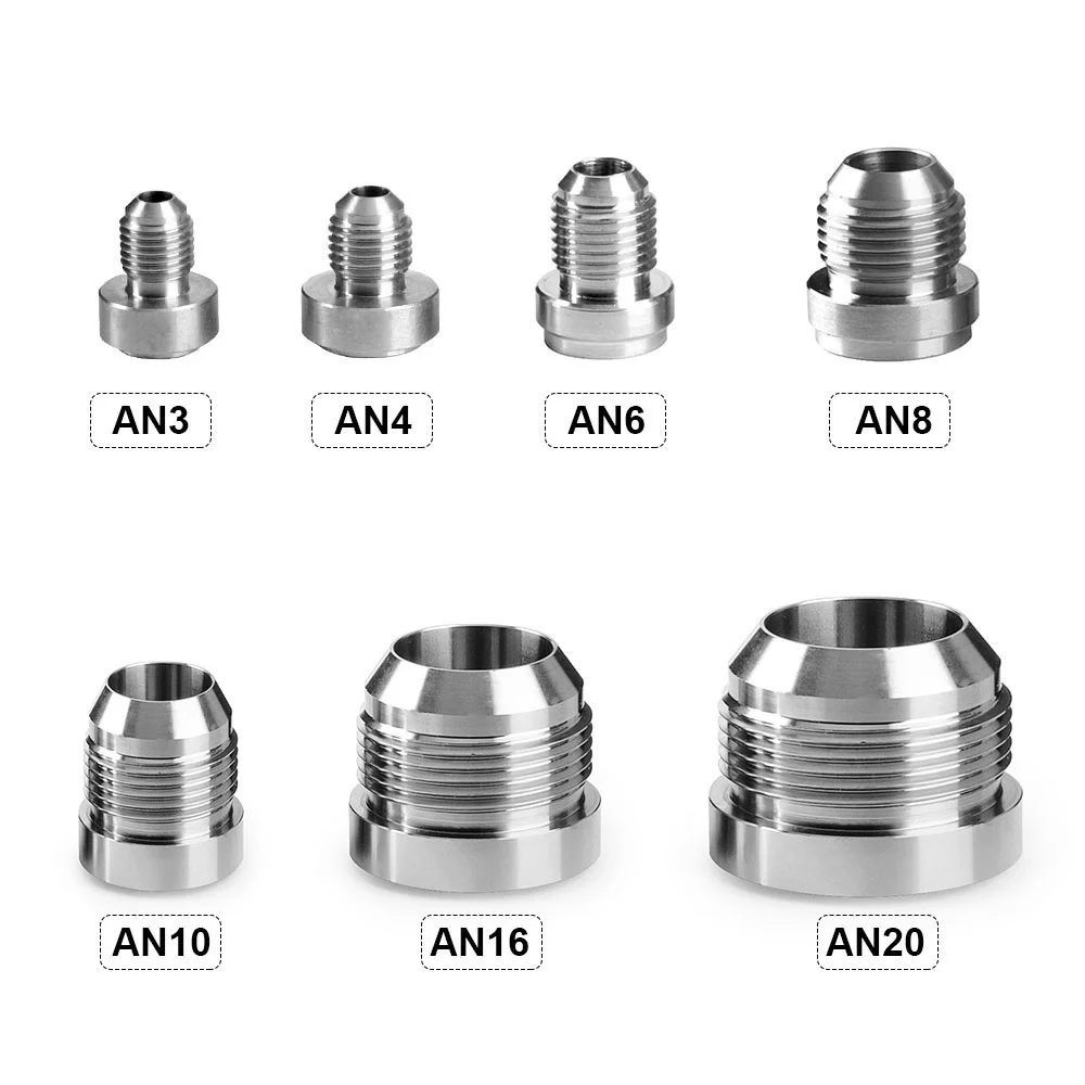 1PCS AN6 AN8 AN10 AN12 AN16 AN20 Male Billet Stainless Steel Straight Male Weld Fitting Adapter Weld Bung Nitrous Hose Fitting