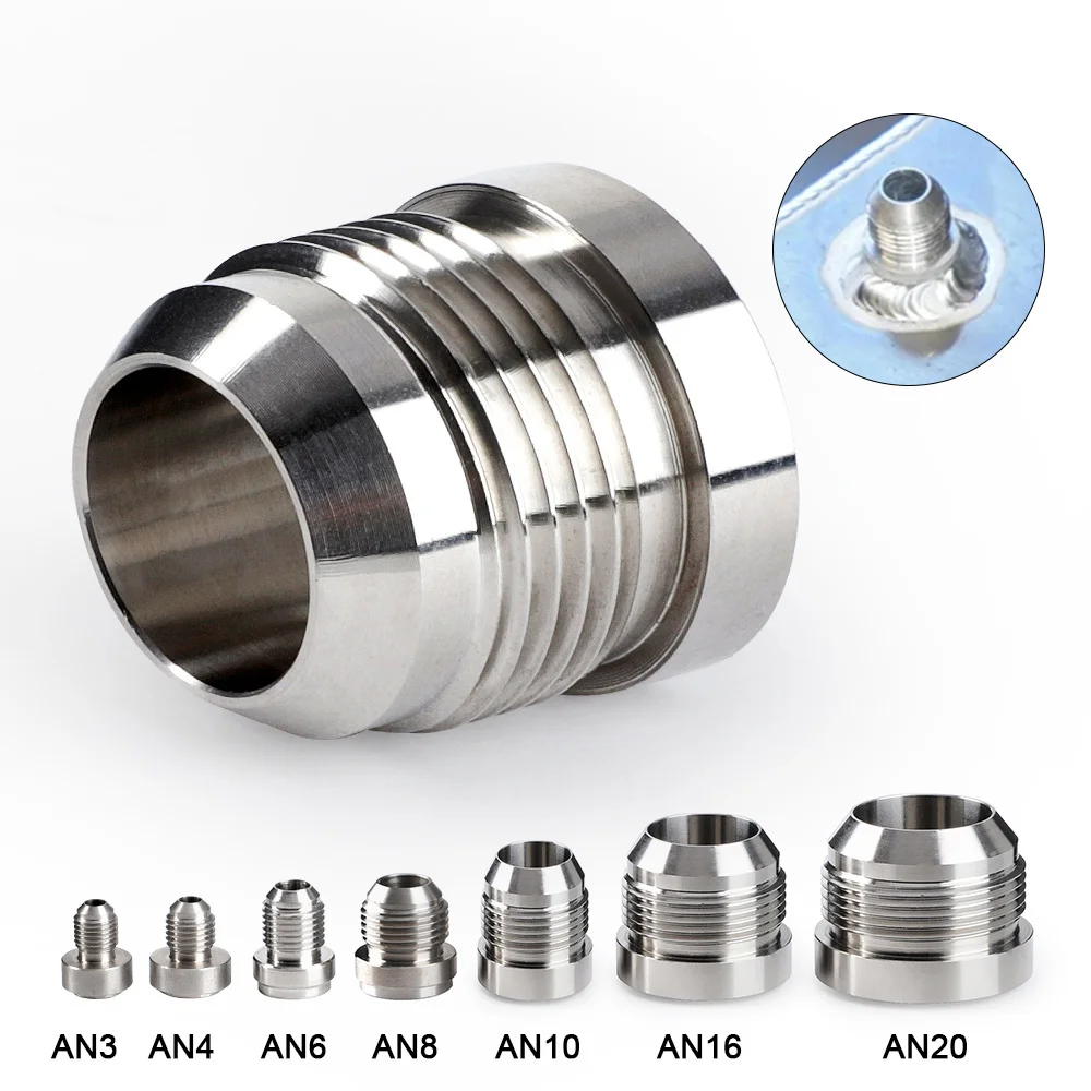 1PCS AN6 AN8 AN10 AN12 AN16 AN20 Male Billet Stainless Steel Straight Male Weld Fitting Adapter Weld Bung Nitrous Hose Fitting