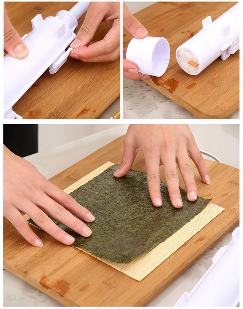 Push-type Sushi Mold Instant Diy Seaweed Rice Ball Maker Seaweed Rice Ball Tool Set Household Full Set Accessories Kitchen Molds