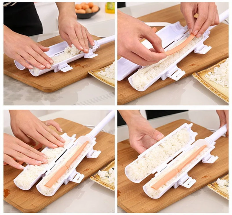 Push-type Sushi Mold Instant Diy Seaweed Rice Ball Maker Seaweed Rice Ball Tool Set Household Full Set Accessories Kitchen Molds