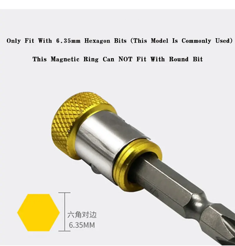 Universal Magnetic Ring for 6.35mm 1/4" Drill Bit Magnet Powerful Ring Strong Magnetizer Electric Screwdriver Bits