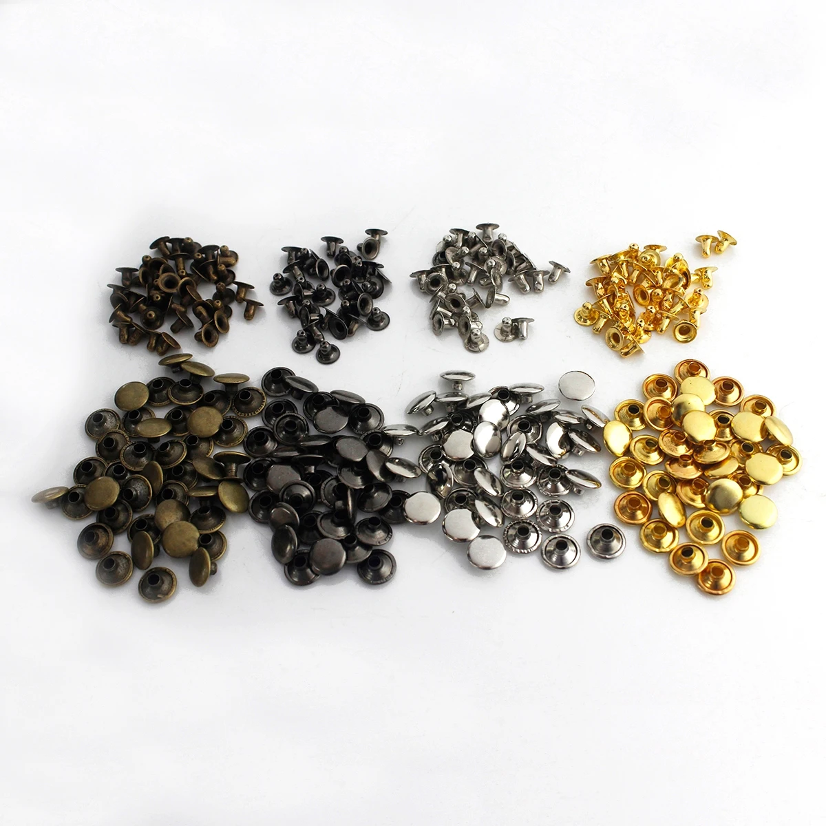 100sets 3mm~10mm Metal Single Cap Rivets Studs Round Rivet for Leather Craft Bag Belt Garments Hat Shoes Pet Collar Decor