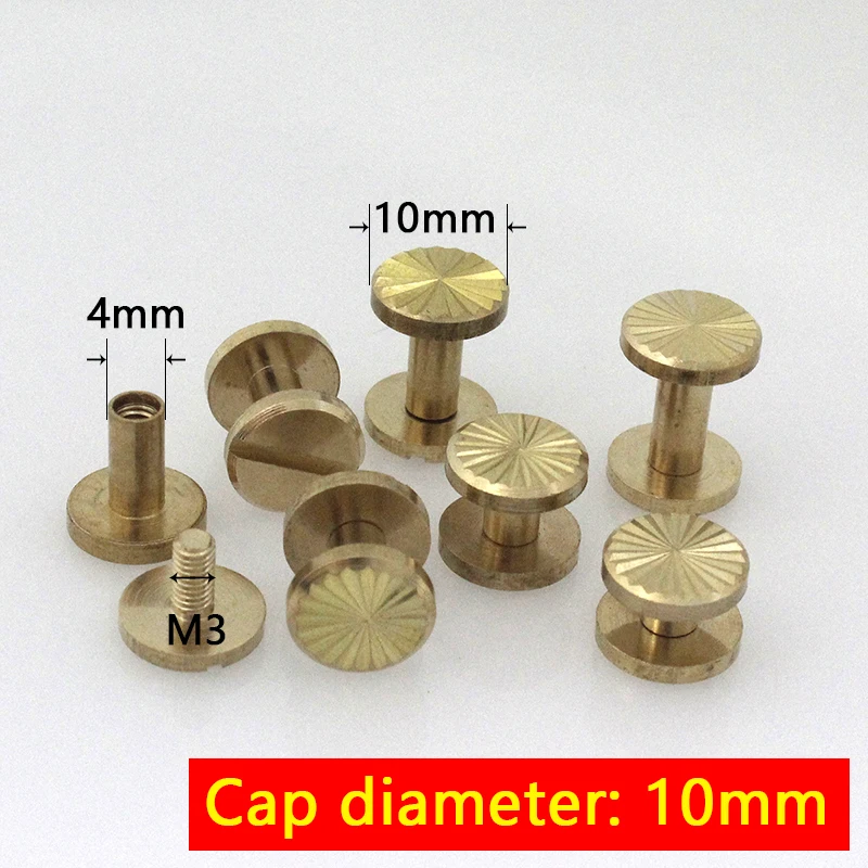 10sets Solid Brass Binding Chicago Screws Nail Stud Rivets For Photo Album Leather Craft Studs Belt Wallet Fasteners