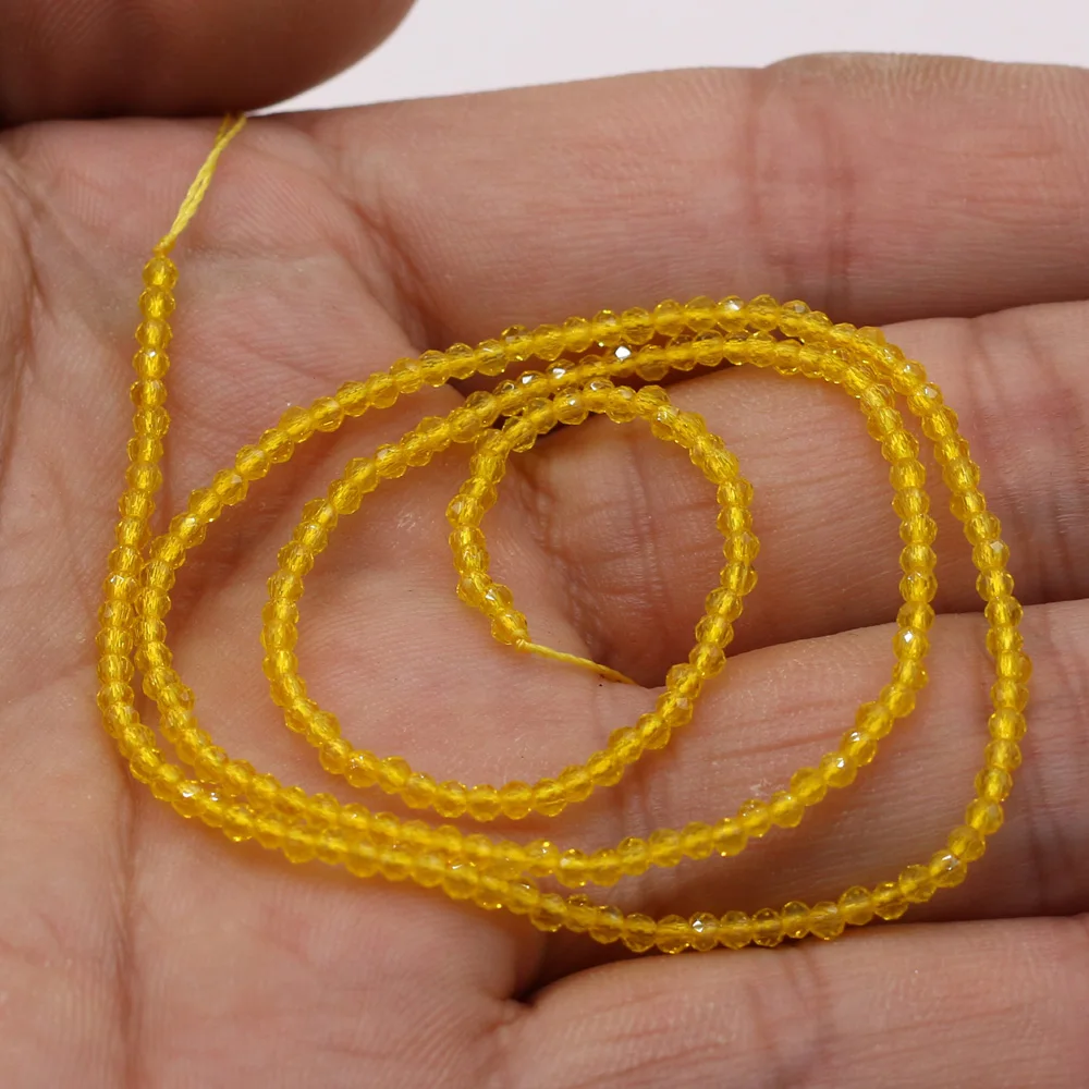 Round Beads Section 2mm Natural Semi-Precious Stone Spinel Yellow Loose Bead for Women Jewelry Making DIY Bracelet Necklace 38cm