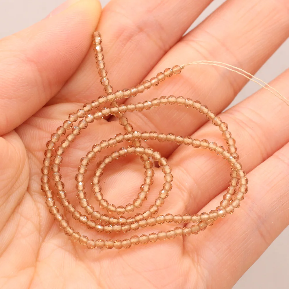 Round Beads Section 2mm Natural Semi-Precious Stone Spinel Yellow Loose Bead for Women Jewelry Making DIY Bracelet Necklace 38cm