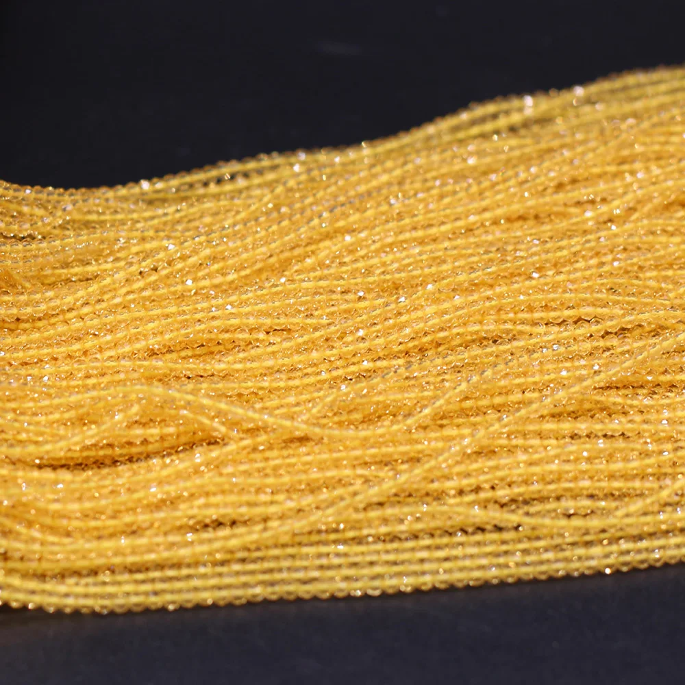 Round Beads Section 2mm Natural Semi-Precious Stone Spinel Yellow Loose Bead for Women Jewelry Making DIY Bracelet Necklace 38cm