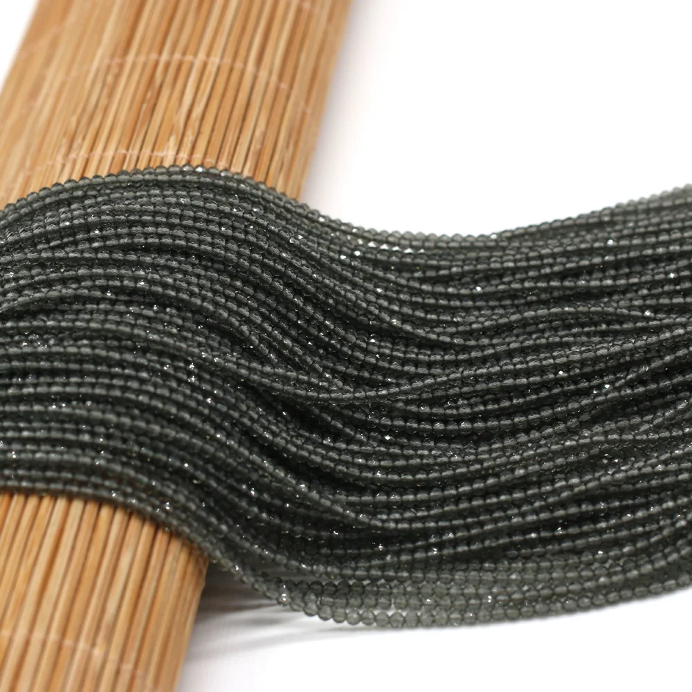 Round Beads Section 2mm Natural Semi-Precious Stone Spinel Yellow Loose Bead for Women Jewelry Making DIY Bracelet Necklace 38cm