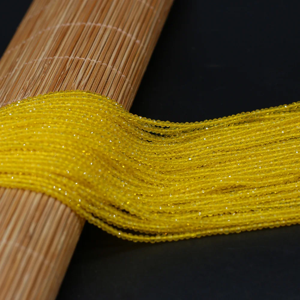 Round Beads Section 2mm Natural Semi-Precious Stone Spinel Yellow Loose Bead for Women Jewelry Making DIY Bracelet Necklace 38cm
