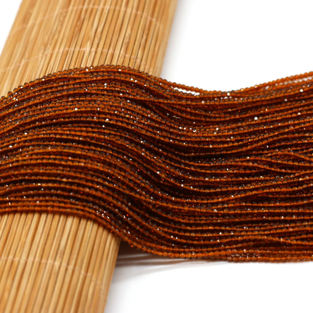Round Beads Section 2mm Natural Semi-Precious Stone Spinel Yellow Loose Bead for Women Jewelry Making DIY Bracelet Necklace 38cm