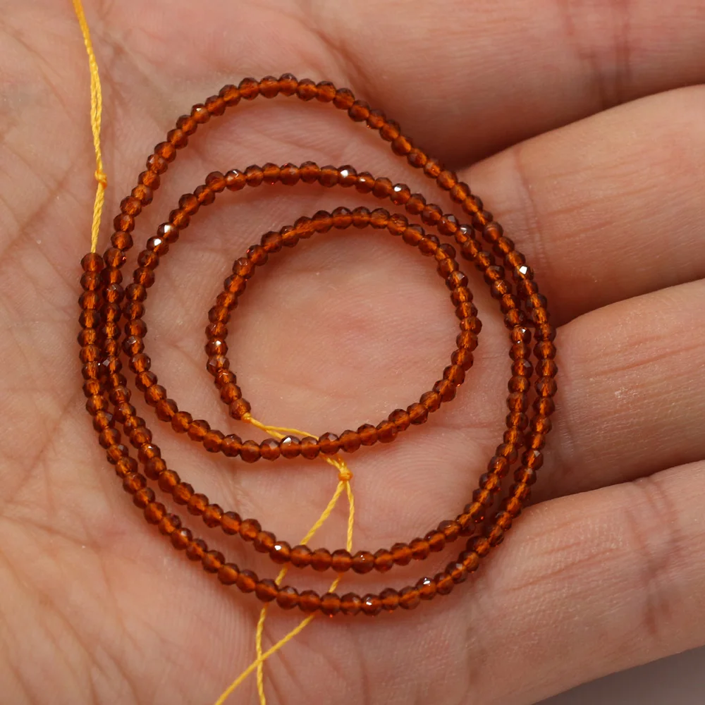 Round Beads Section 2mm Natural Semi-Precious Stone Spinel Yellow Loose Bead for Women Jewelry Making DIY Bracelet Necklace 38cm