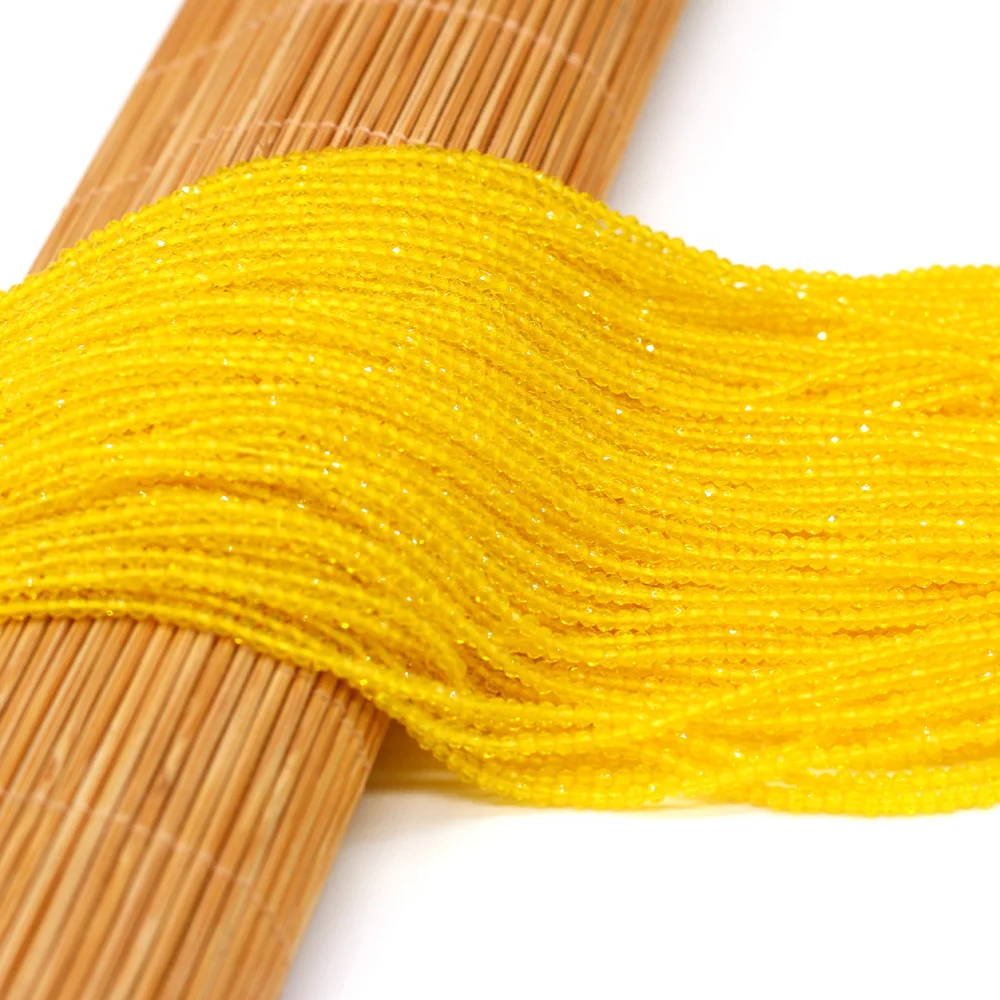 Round Beads Section 2mm Natural Semi-Precious Stone Spinel Yellow Loose Bead for Women Jewelry Making DIY Bracelet Necklace 38cm