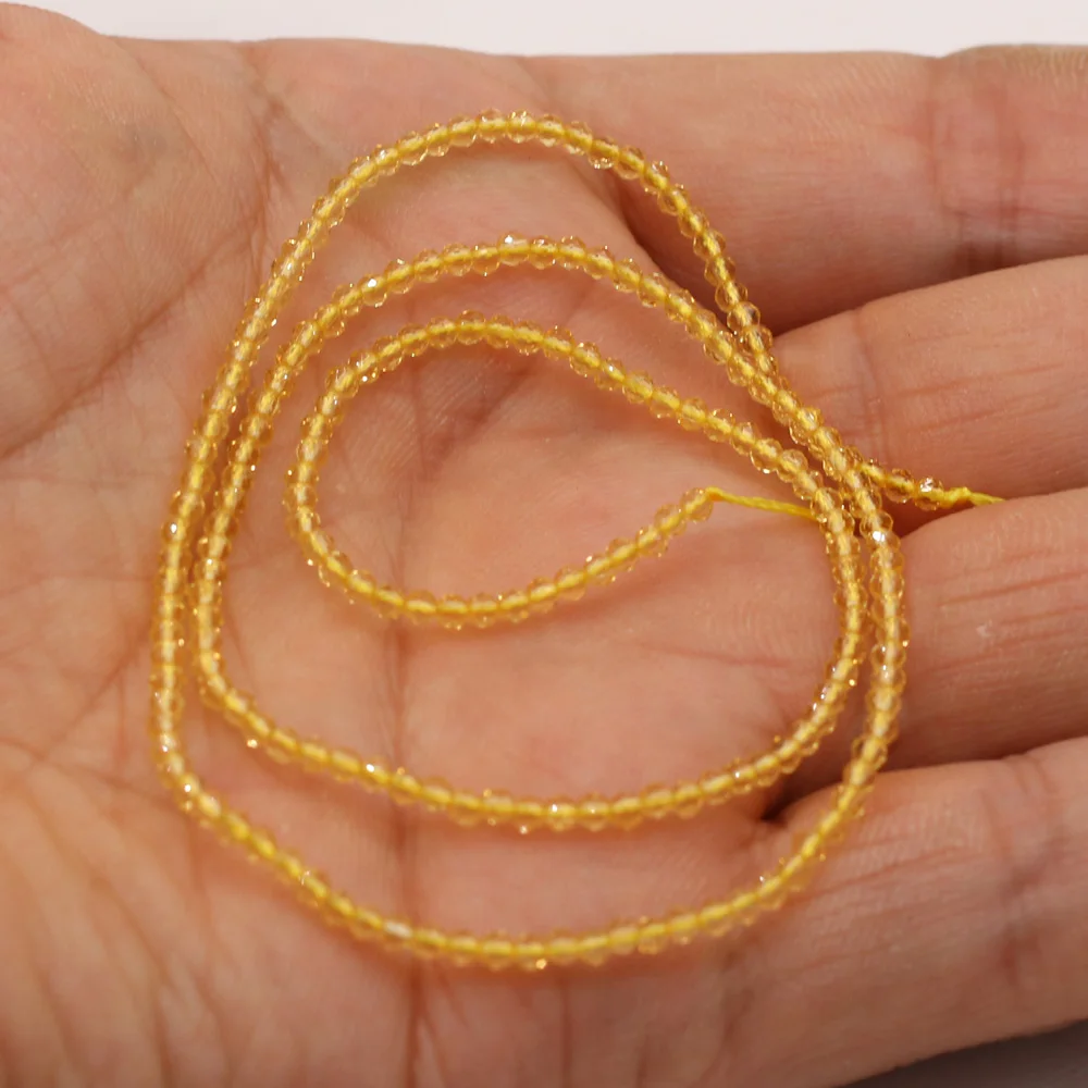 Round Beads Section 2mm Natural Semi-Precious Stone Spinel Yellow Loose Bead for Women Jewelry Making DIY Bracelet Necklace 38cm