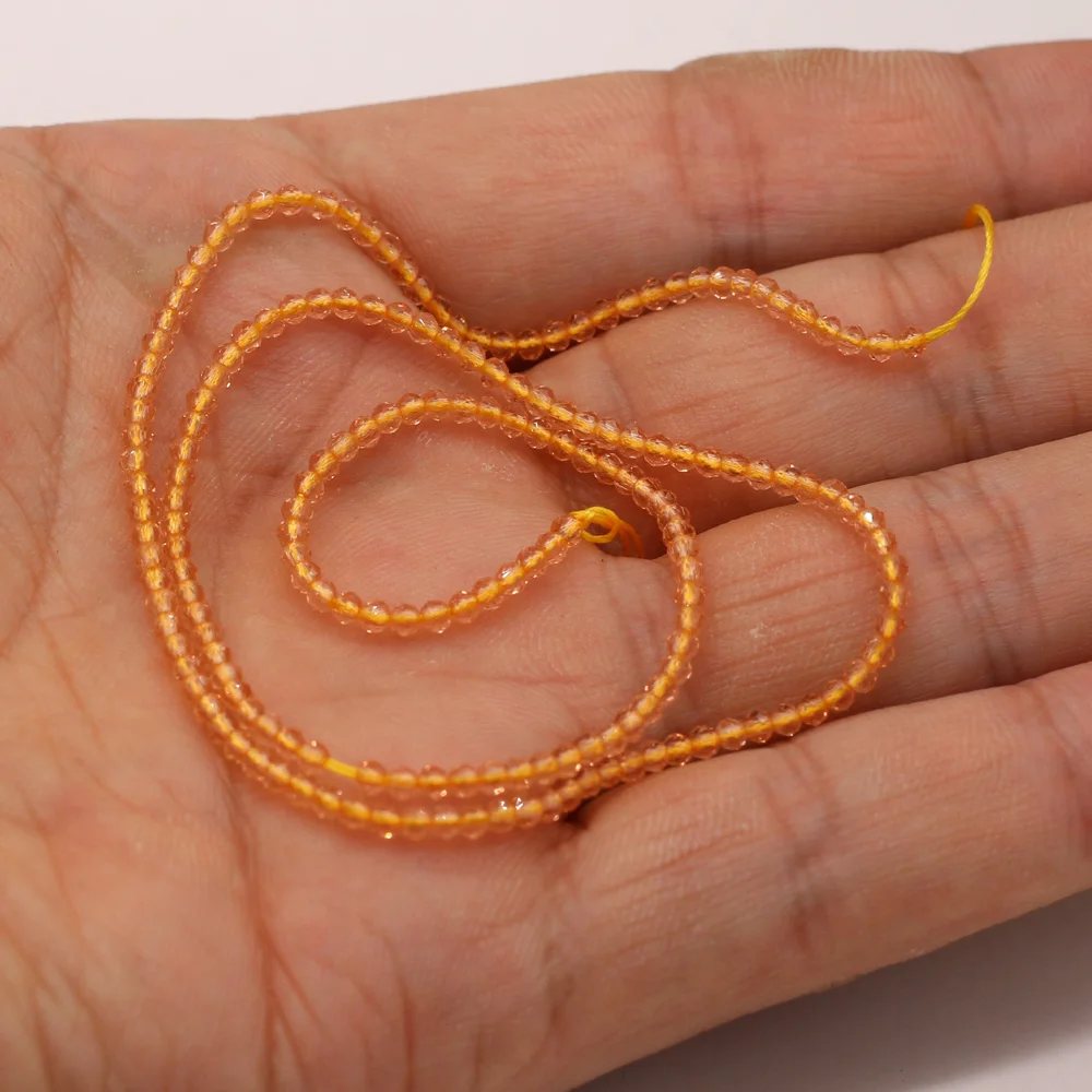 Round Beads Section 2mm Natural Semi-Precious Stone Spinel Yellow Loose Bead for Women Jewelry Making DIY Bracelet Necklace 38cm