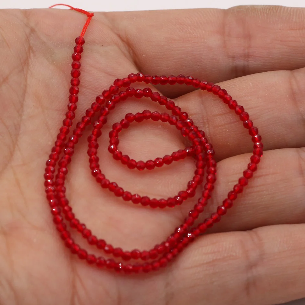 Round Beads Section 2mm Natural Semi-Precious Stone Spinel Yellow Loose Bead for Women Jewelry Making DIY Bracelet Necklace 38cm